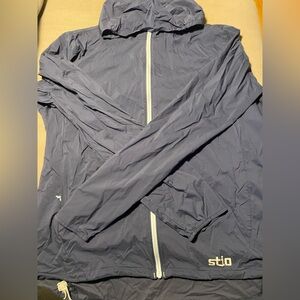 Stio Blue Utility Jacket with Hood and Zip